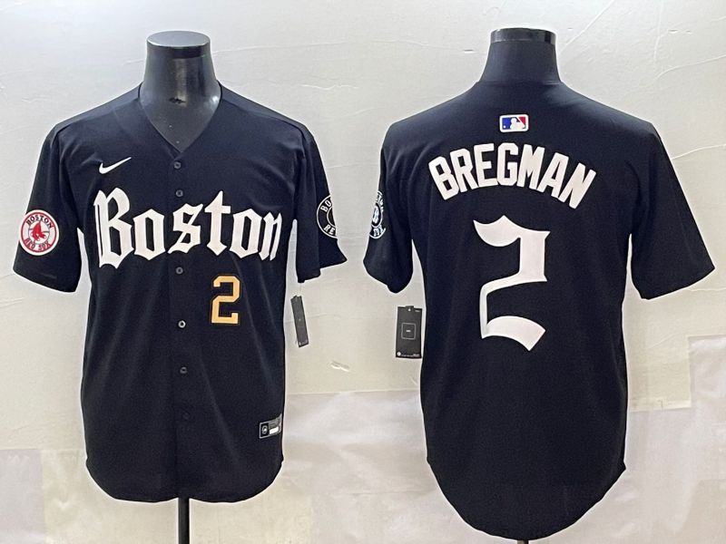 Men 2025 Boston Red Sox #2 Bregman Black Five generations Joint Name Nike MLB Jersey style 6